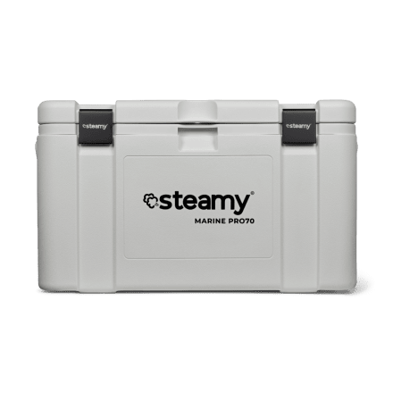Steamy Marine Pro 70 (70 Liter) Glacière Blanc + 1x élément de refroidissement XXL avec une grosse remise