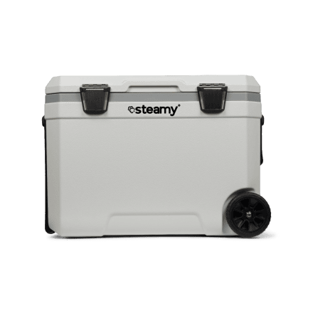 Steamy Marine 45 Roller (45 Litres) Glacière sur roues Blanc + 2x Élément de refroidissement Grande avec une grosse remise