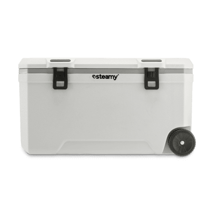 Steamy Marine 120 Roller (120 Liter) Glacière sur roues Blanc + 1x élément de refroidissement XXL avec une grosse remise