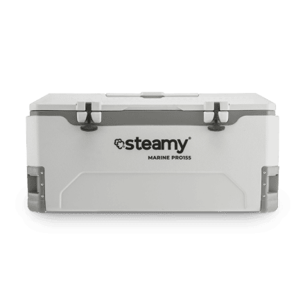 Steamy Marine Pro 155 (155 Liter) Glacière Blanc + 2x élément de refroidissement XXL avec une grosse remise